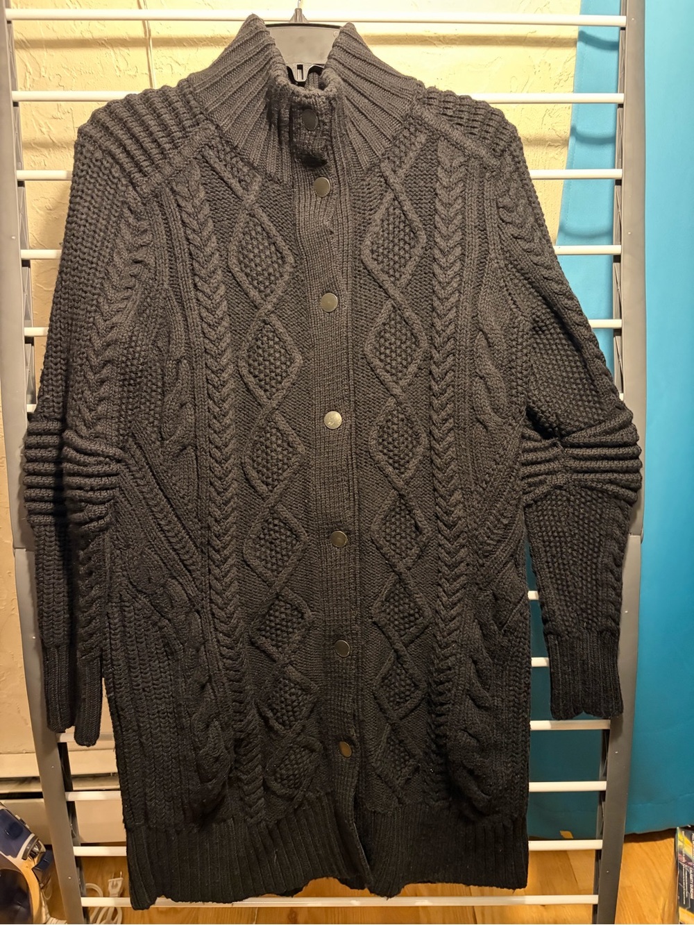 vintage Ralph Lauren unisex long wool/leather cardigan